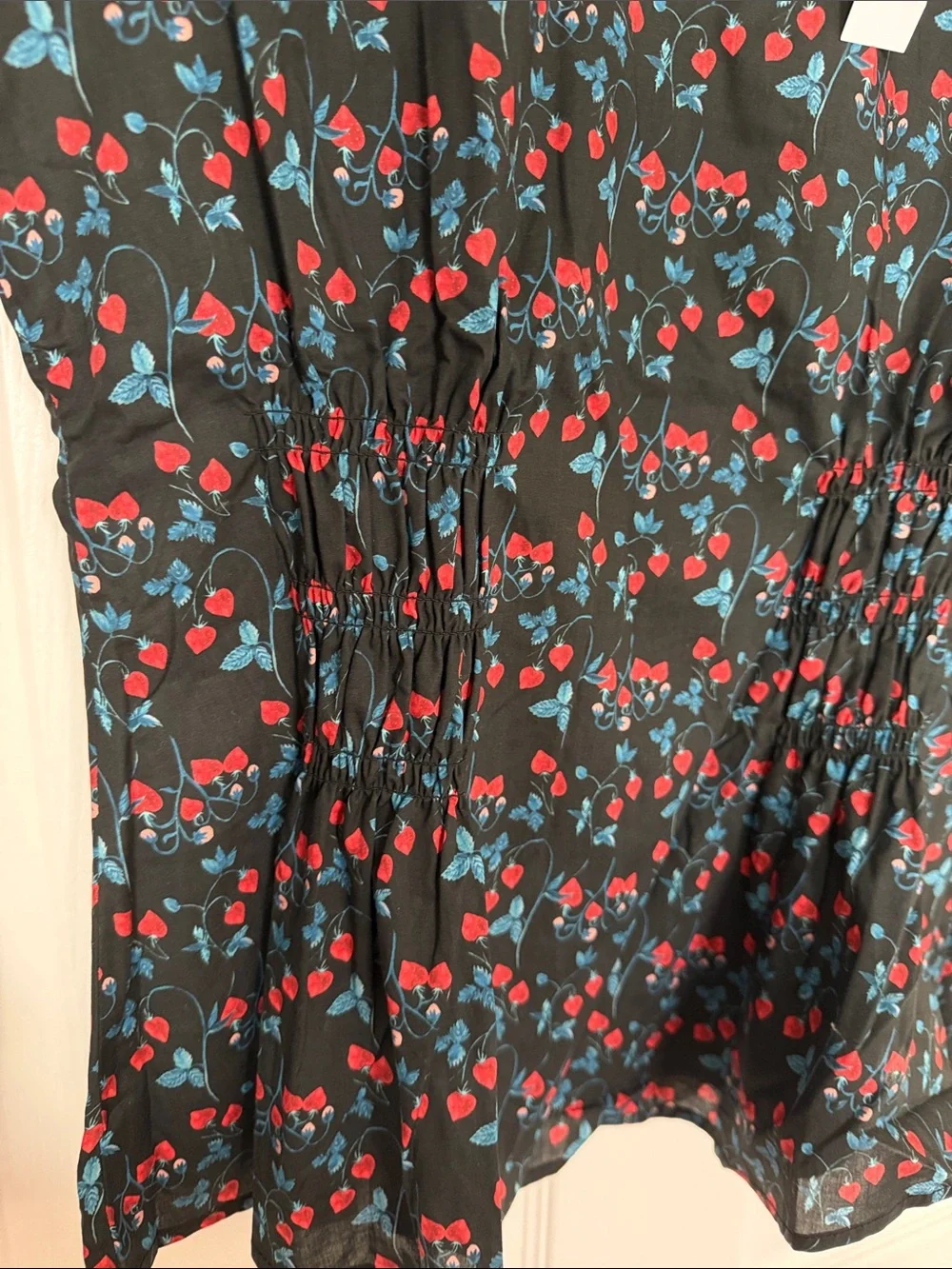 J. Crew Black Floral Smocked-Waist Long Sleeve Blouse with Liberty Print
